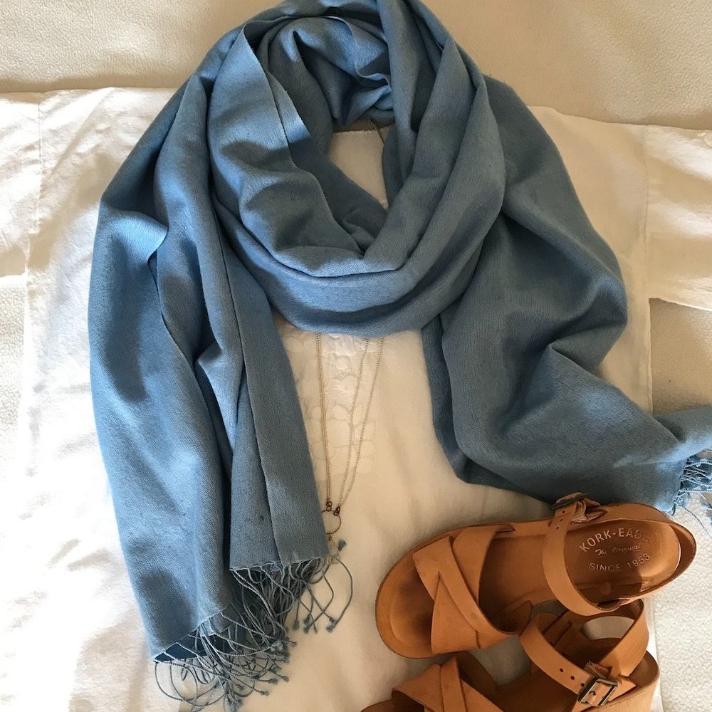 Wool and Silk Blue Pashmina